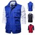 Men s Vest Autumn and Winter Casual Multi pocket Solid Color Vest Blue XL