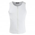 Men s Vest Casual Half opening Seamless Fitness Zipper Vest White 3XL