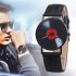 Men s Wristwatch Simple Style  Record Modeling Fake Leather Quartz Watch black