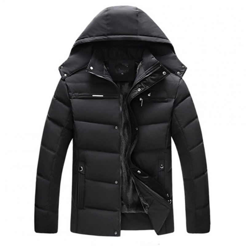 Men's and Women's Cotton Coat Winter Slim-fitting Cotton Jacket Black plus velvet_XL