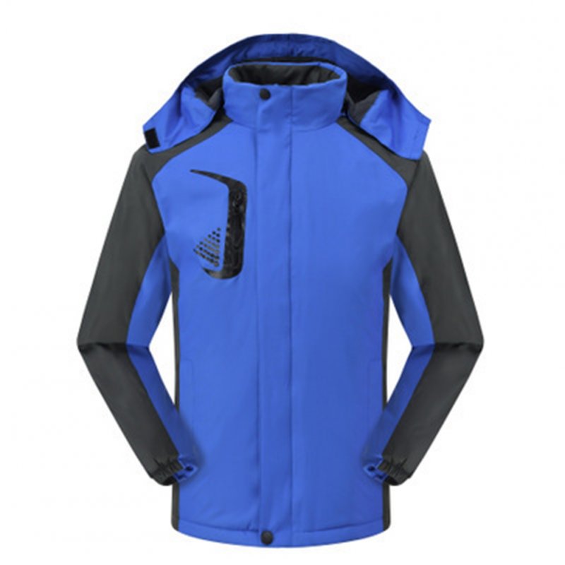 Men's and Women's Jackets Winter Velvet Thickening Windproof and Rainproof Mountaineering Clothes Royal blue_L