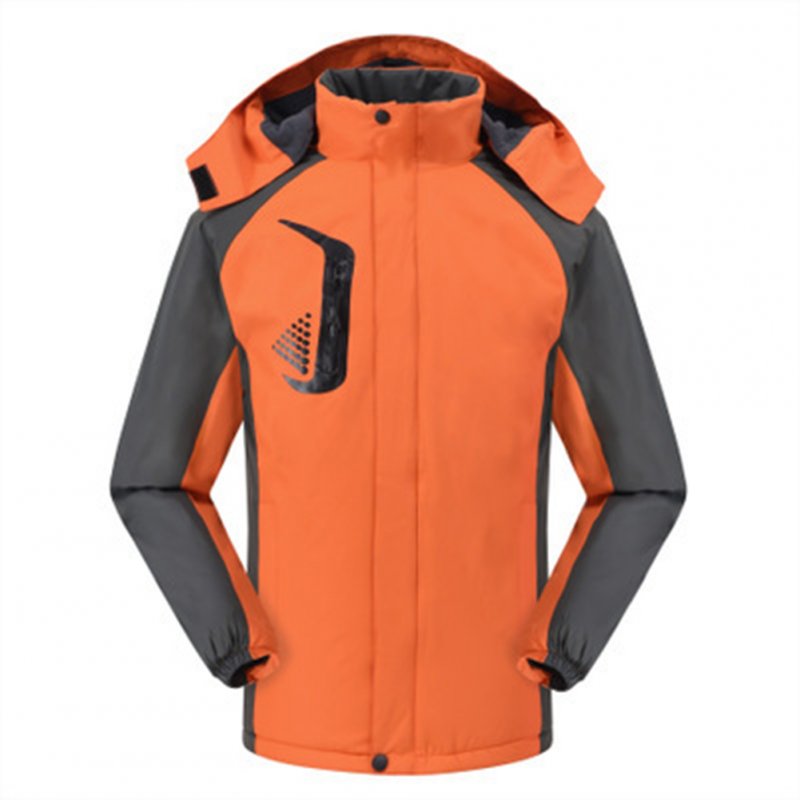 Men's and Women's Jackets Winter Velvet Thickening Windproof and Rainproof Mountaineering Clothes Orange_XL
