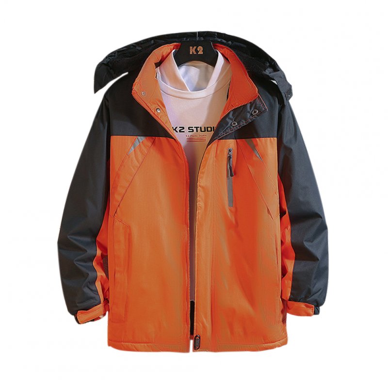 Men's and Women's Jackets Winter Windproof and Rainproof Thickening Outdoor Mountaineering Clothes Reflective orange_XL