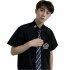 Men s and Women s Shirt Embroidery Short sleeve Uniform Shirts with Tie White  L