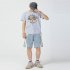 Men s and Women s T shirt Short sleeve Summer Retro Style Loose Letter Printing Casual Top Gray  XXL