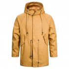 Men s jacket Long sleeve solid color outdoor  FitType hooded jacket  Khaki M