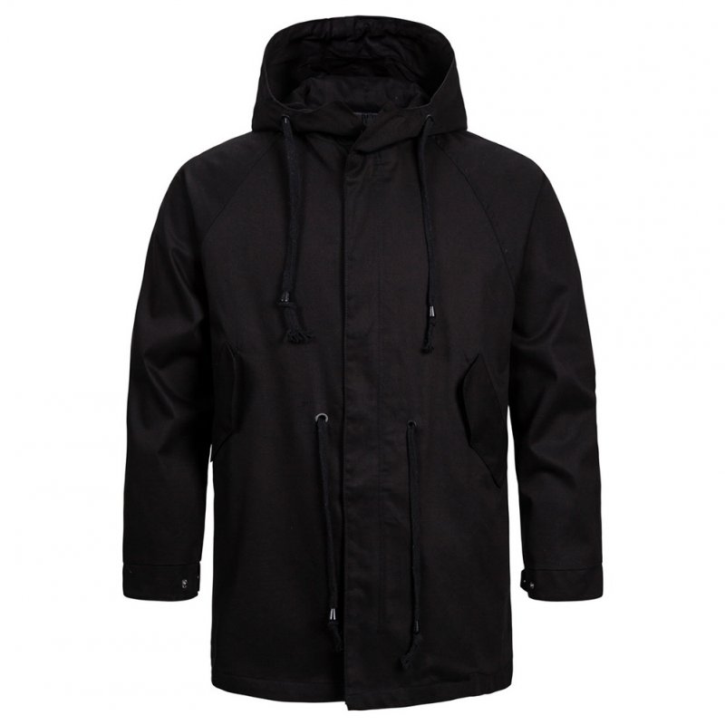 Men's jacket Long-sleeve solid color outdoor  FitType hooded jacket  Black _M