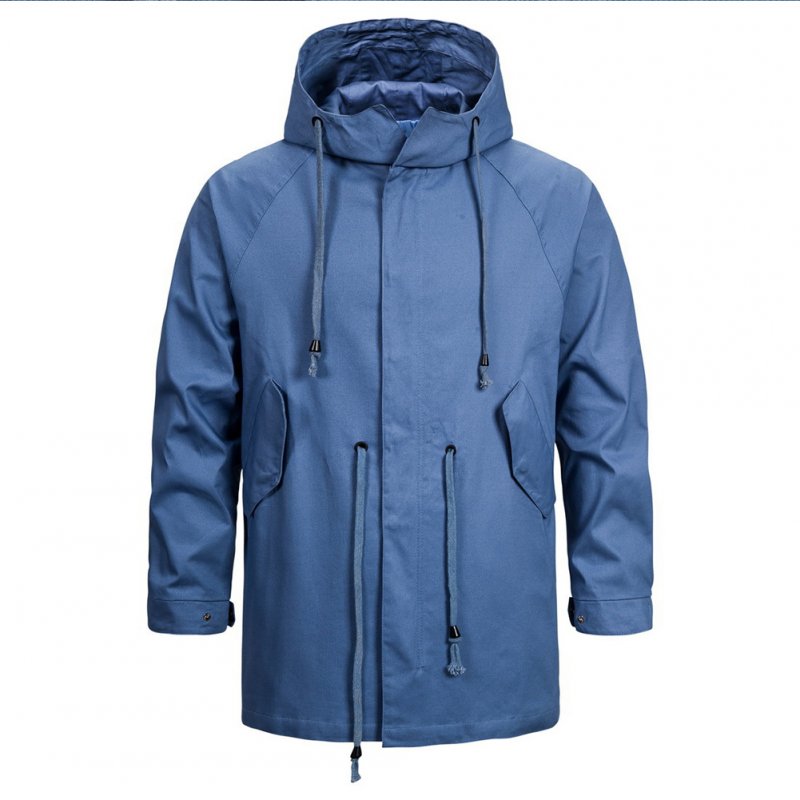 Men's jacket Long-sleeve solid color outdoor  FitType hooded jacket  Blue _XXL