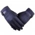 Mens New Screentouch Suede Cold Weather Gloves Driving Gloves with Buckle Decor Blue