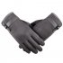 Mens New Screentouch Suede Cold Weather Gloves Driving Gloves with Buckle Decor Blue