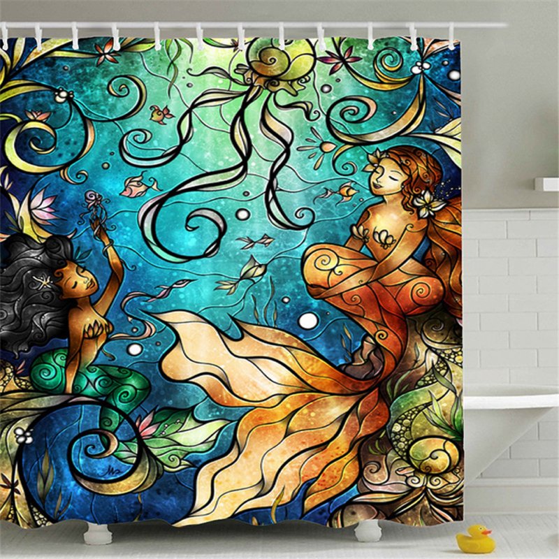 Mermaid Tail Pattern Shower  Curtains Bathroom Waterproof 3d Printing Curtain Mermaid_150*180cm