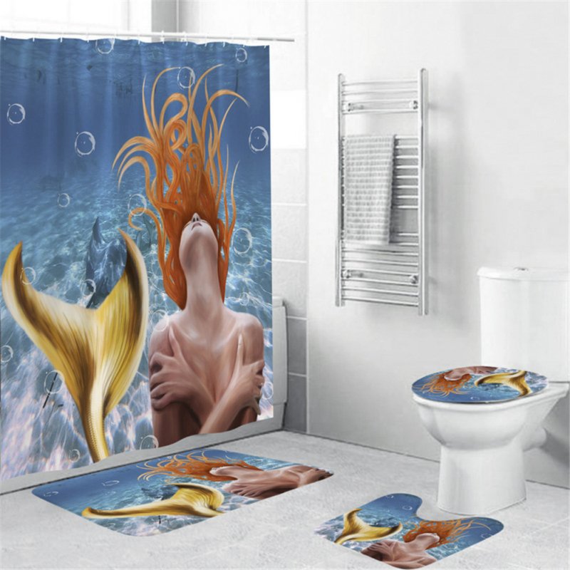 Mermaid Tail Shower  Curtain Washable Waterproof Bathroom Hanging Curtain Decor yul-1837-Mermaid 3_180*200cm