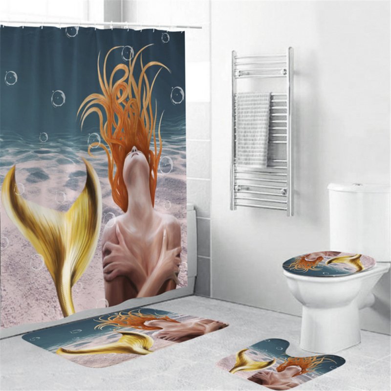 Mermaid Tail Shower  Curtain Washable Waterproof Bathroom Hanging Curtain Decor yul-1838-Mermaid 4_180*200cm
