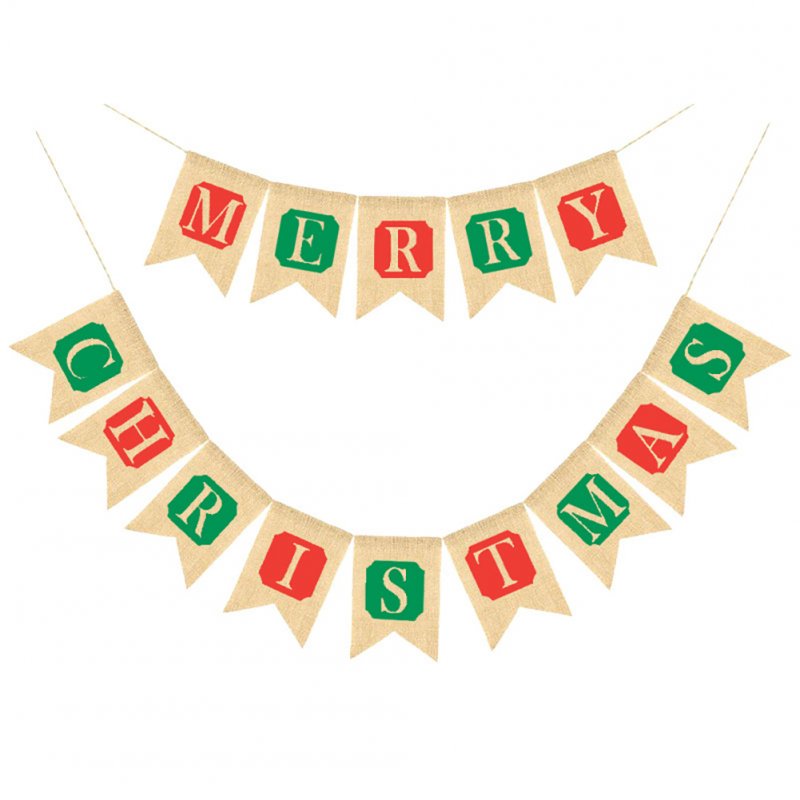 Merry Christmas Jute Burlap Banners,Christmas Banner,Christmas Decoration  Red and green