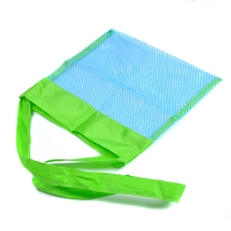 Mesh Beach Tote Bag Extra Large Foldable Storage Bag Lightweight Quick Dry Beach Toys Organizer Handbag blue net green belt small