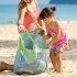 Mesh Beach Tote Bag Extra Large Foldable Storage Bag Lightweight Quick Dry Beach Toys Organizer Handbag Green Net Blue belt small