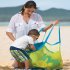 Mesh Beach Tote Bag Extra Large Foldable Storage Bag Lightweight Quick Dry Beach Toys Organizer Handbag blue net green belt small