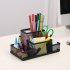 Mesh Desk Organizer Desktop Pen Holder 4 Compartments Metal Stationary Organizer Desk Caddy For Office Home silver
