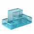 Mesh Desk Organizer Desktop Pen Holder 4 Compartments Metal Stationary Organizer Desk Caddy For Office Home blue