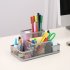 Mesh Desk Organizer Desktop Pen Holder 4 Compartments Metal Stationary Organizer Desk Caddy For Office Home blue