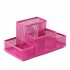 Mesh Desk Organizer Desktop Pen Holder 4 Compartments Metal Stationary Organizer Desk Caddy For Office Home rose red