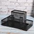 Mesh Desk Organizer Desktop Pen Holder 4 Compartments Metal Stationary Organizer Desk Caddy For Office Home blue