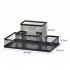 Mesh Desk Organizer Desktop Pen Holder 4 Compartments Metal Stationary Organizer Desk Caddy For Office Home black