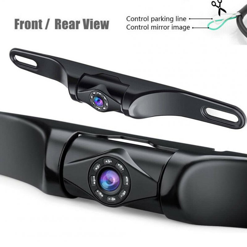 Metal Car Rear View Camera Ip68 Waterproof License Plate Night Vision Reversing Hd Camera black