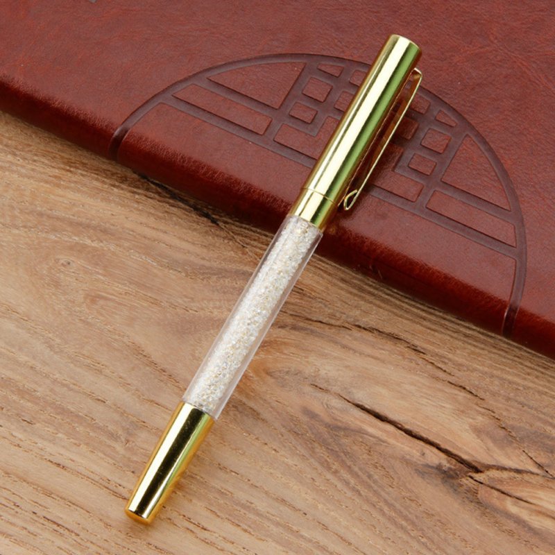 Metal Crystal Signature Pen Office Stationery Multi-color Delicate Pen Gift Imitation gold_1.0mm