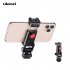 Metal Dual Cold Shoe Phone Holder Phone Clip with Led Video Light Microphone Mount Hex Wrench 1 4 interface Cameras black
