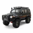 Metal EX86190 Simulation  Climbing  Car  Toys LC76 Remote Control Four-wheel Drive Off-road Vehicle + Luggage Rack Light Lamp Car Model Black_Battery
