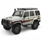 Metal EX86190 Simulation  Climbing  Car  Toys LC76 Remote Control Four-wheel Drive Off-road Vehicle + Luggage Rack Light Lamp Car Model White_Battery