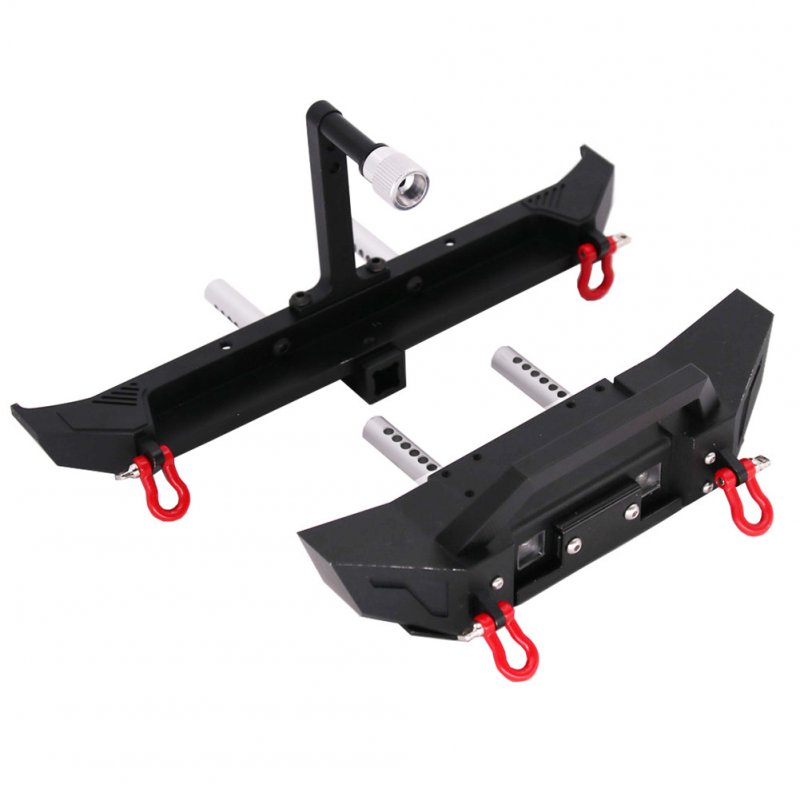 Metal Front Rear Bumper with Led Light for 1/10 RC Rock Crawler Axial SCX10 TRX4 D90 90046 90047  Front and Rear Bumper