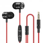 Metal In ear Headphones Nylon Braided Line Bass Music Earbuds With Microphone Wire controlled Game Headset black red
