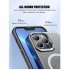 Metal Lens Stand Matte Phone Case for Mag Wireless Magnet Charging Back Cover Blue for iPhone14