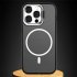 Metal Lens Stand Matte Phone Case for Mag Wireless Magnet Charging Back Cover Black for iPhone14 plus
