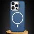 Metal Lens Stand Matte Phone Case for Mag Wireless Magnet Charging Back Cover Blue for iPhone14ProMax