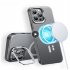 Metal Lens Stand Matte Phone Case for Mag Wireless Magnet Charging Back Cover Blue for iPhone14ProMax
