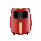 Metal Multifunctional Air  Fryer With Anti-skid Handle Household Non-fume Touch Screen 4.5l Large Capacity Smart Oven Bake Machine Red_U.S plug