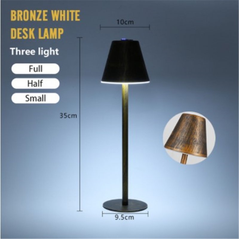 Metal Nordic Style Wrought Iron Table  Lamp Touch Dimming Eye Protective Bar Living Room Bedroom Wireless Lighting Atmosphere Led Light Bronze white light
