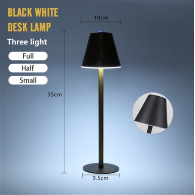 Metal Nordic Style Wrought Iron Table  Lamp Touch Dimming Eye Protective Bar Living Room Bedroom Wireless Lighting Atmosphere Led Light Black and white
