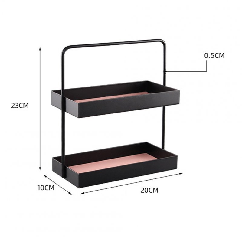 Metal Storage Tray Storage Tray Double Layer Leather Pad Sundry Sorting Tray As shown_rectangle