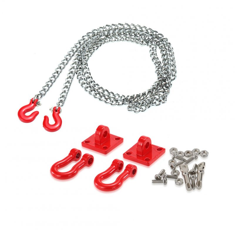 Metal Tow Hook & Trailer Chain Kit for RC Car 1/10 Traxxas Axial SCX10 Tamiya CC01 RC4WD D90 RC Rock Crawler 1:10 Accessories Rescue chain set