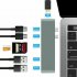 Metal Type c Usb3 1 Usb c Hdmi compatible Usb 3 0 Adapter 7 in 1 Hub Splitter For Macbook Pro Gray