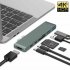 Metal Type c Usb3 1 Usb c Hdmi compatible Usb 3 0 Adapter 7 in 1 Hub Splitter For Macbook Pro Gray