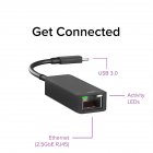 Metal Usb 3 0 To 2500m Gigabit Lan Ethernet  Cable  Adapter Portable Connector Black