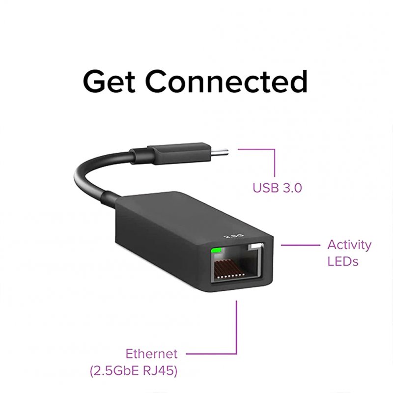 Metal Usb 3.0 To 2500m Gigabit Lan Ethernet  Cable  Adapter Portable Connector Black