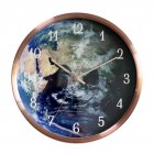 Metal Voice Control Induction Led Night Light Wall  Clock Earth Pattern Background Accurate Timekeeping Silent Movement Luminous Clock Rose gold