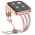 Metal Watch Strap Treble Diamante Strap for Fitbit versa 2 Rose powder