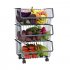 Metal Wire Basket with Wheel for Kitchen Bedroom Bathroom Fruit Vegetable Storage 2 layers